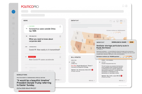Image of POLITICO Pro platform with a news alert