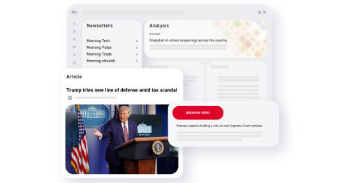 Image of POLITICO Pro platform with a news alert