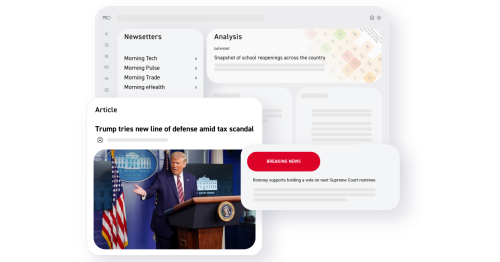 Image of POLITICO Pro platform with a news alert