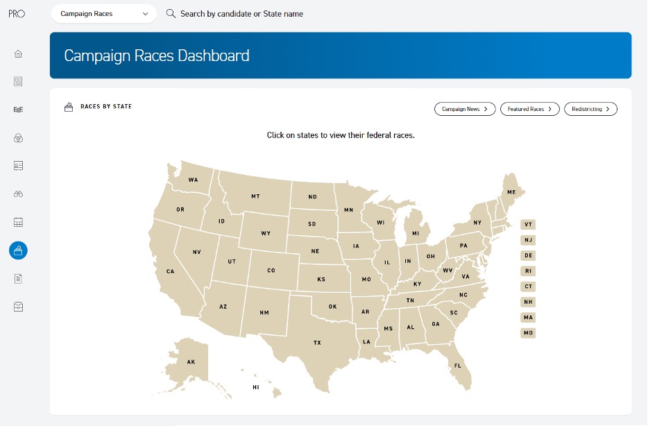 POLITICO Pro campaign races dashboard