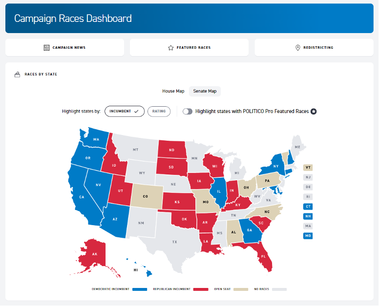 POLITICO Pro campaign races dashboard