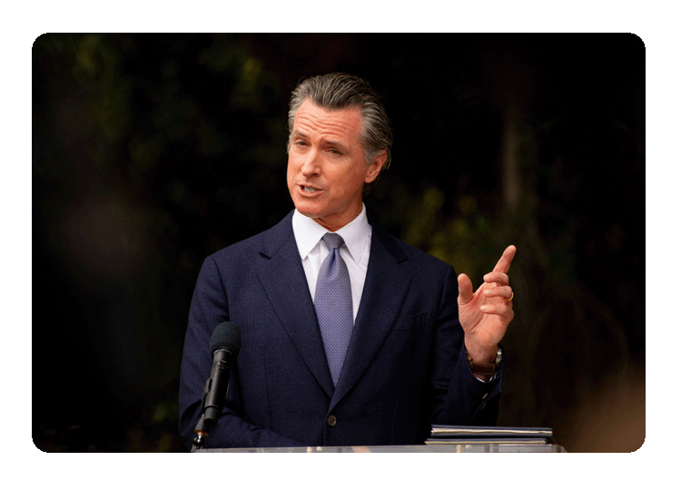 Gavin Newsom speaks during a news conference.