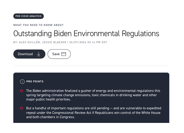 Outstanding Biden Environmental Regulations