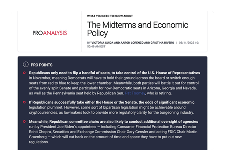 POLITICO Pro: The Midterms and Economic Policy