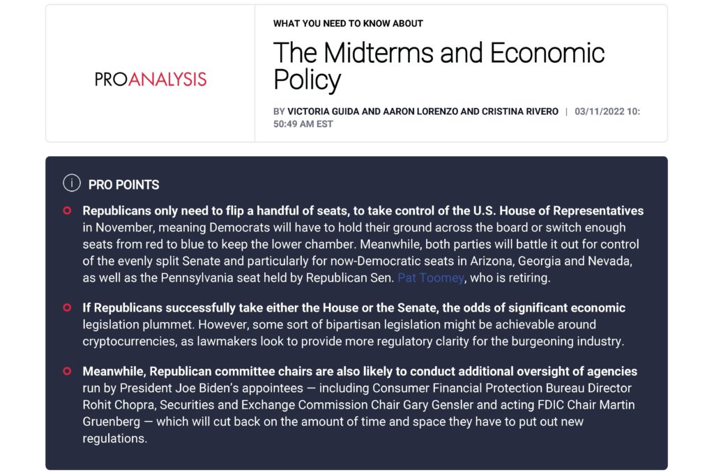 Pro Analysis: The Midterms and Economic Policy