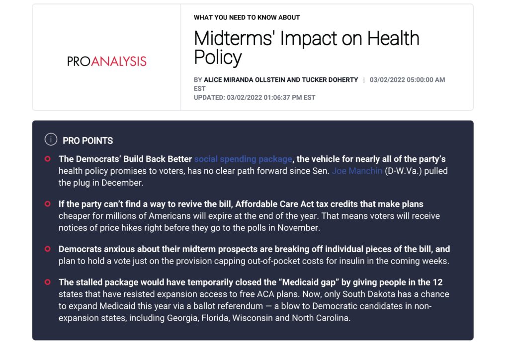 Pro Analysis: Midterms' Impact on Health Policy