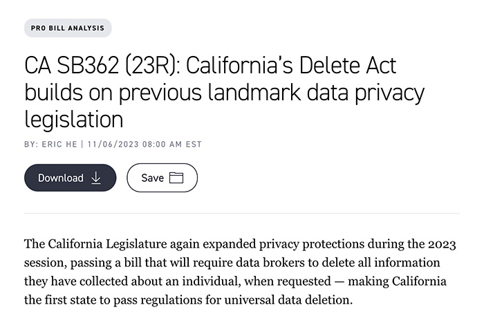 California’s Delete Act builds on previous landmark data privacy legislation