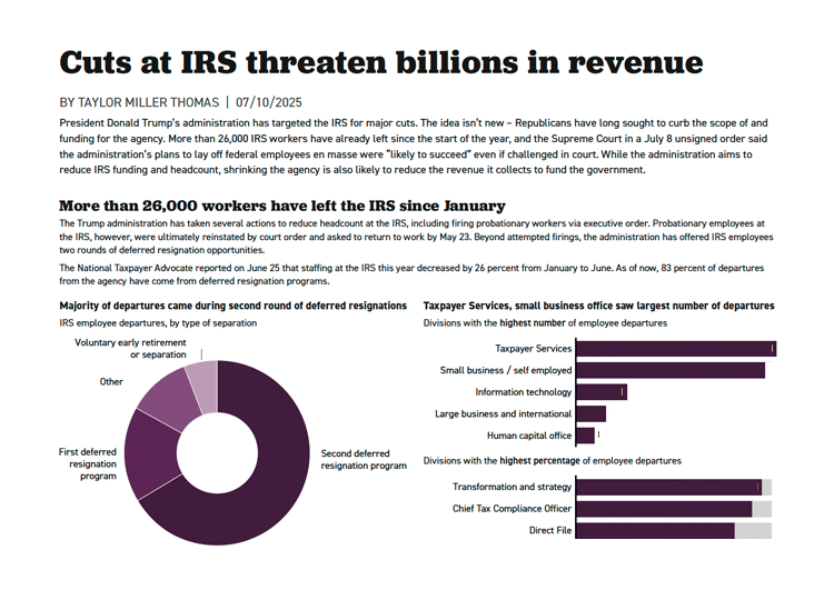 Cuts at IRS threaten billions in revenue