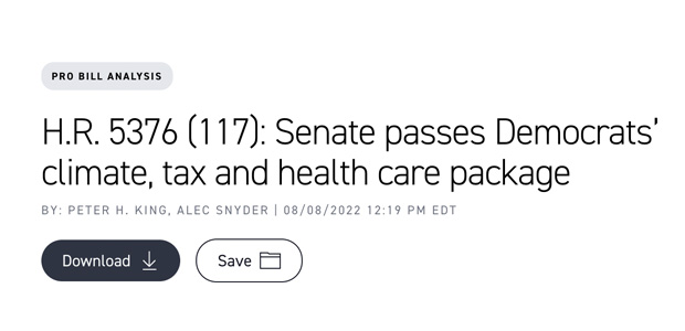 Premium Exlusive: Senate passes Democrats’ climate, tax and health care package